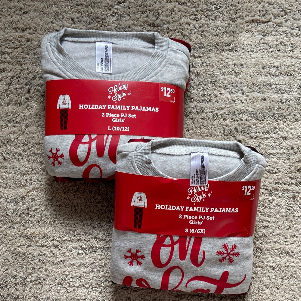 Set of 2 Girls' Christmas Pajama Sets- Sizes Small and Large